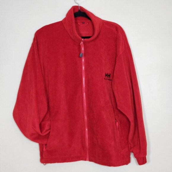 Helly Hansen Jacket Mens L Red Fleece Full Zip Mock Neck Pockets Outdoor Cozy - Picture 1 of 15